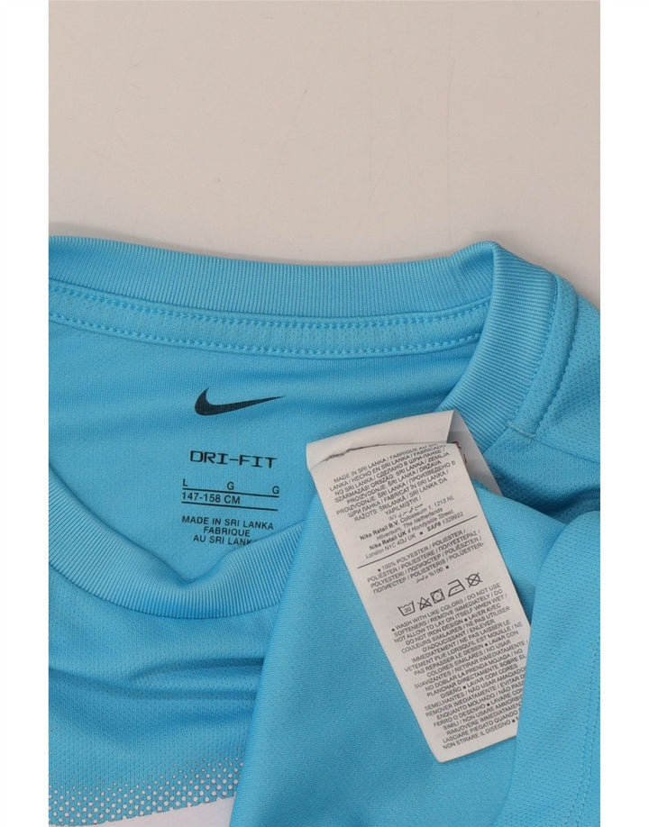 Nike Boys Dri Fit Graphic Camiseta Top 12-13 años Grande Azul Poliéster