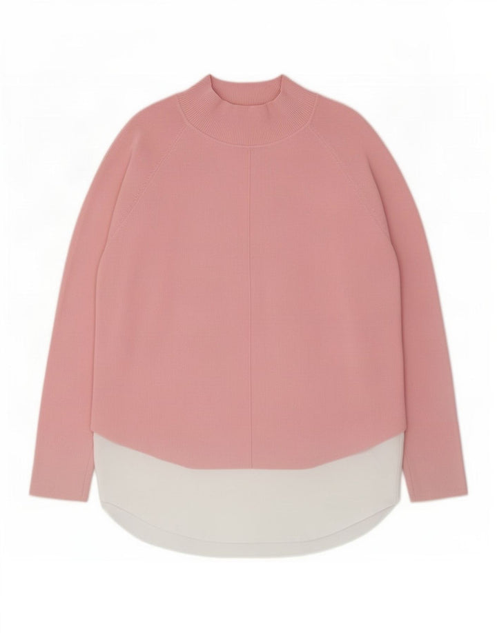 Ted Baker Suéter con cuello alto para mujer, talla 3, bloque de color rosa mediano