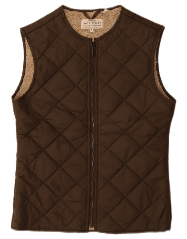 Jack Wills Chaleco acolchado Sherpa para mujer UK 8 Small Caqui Nylon