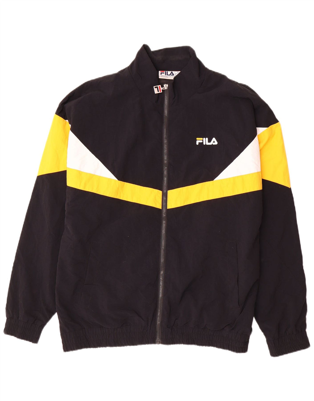 Fila Mens Chándal Top Chaqueta Grande Negro Colorblock Poliéster