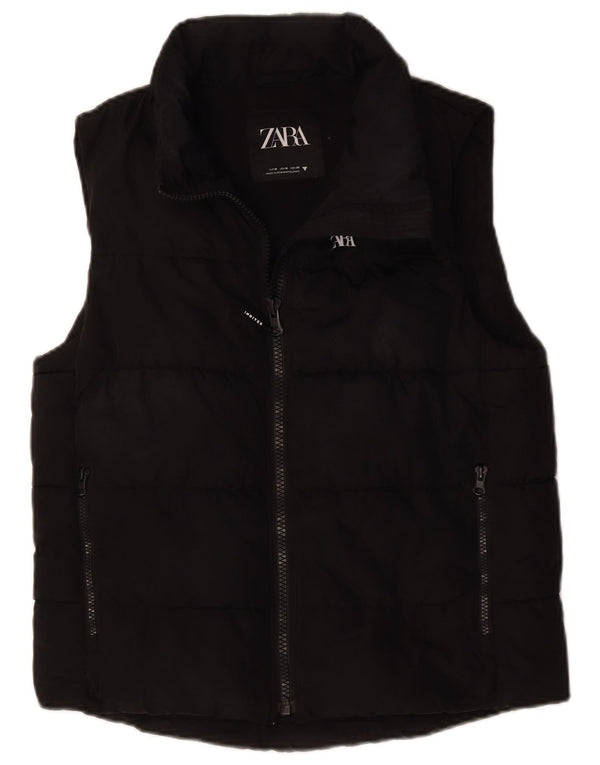 Zara Mujer Chaleco Acolchado UK 44 Medio Negro Poliéster