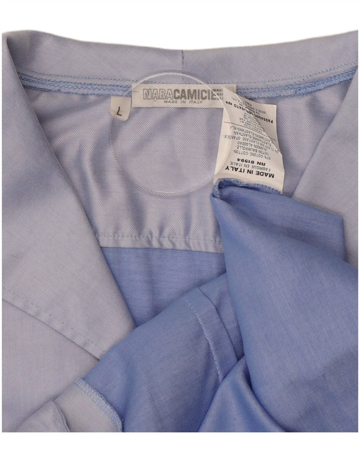 NARACAMICIE Camisa de mujer UK 46 Algodón azul grande