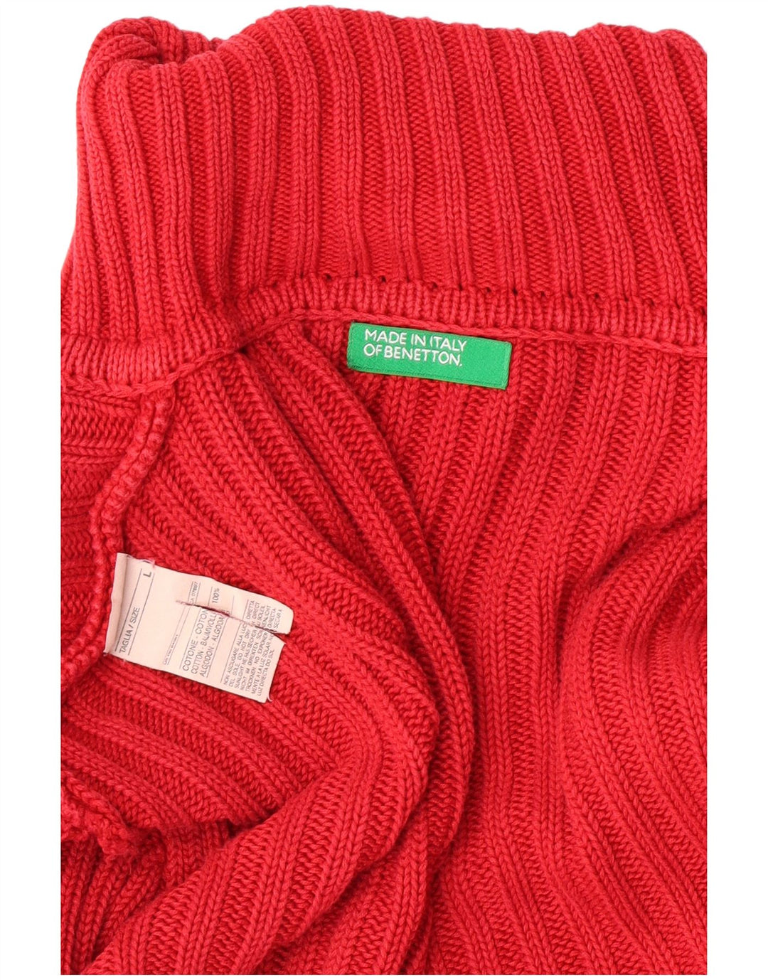 Benetton Jersey De Cuello Vuelto Para Mujer UK 44 Grande Rojo Algodón Clásico