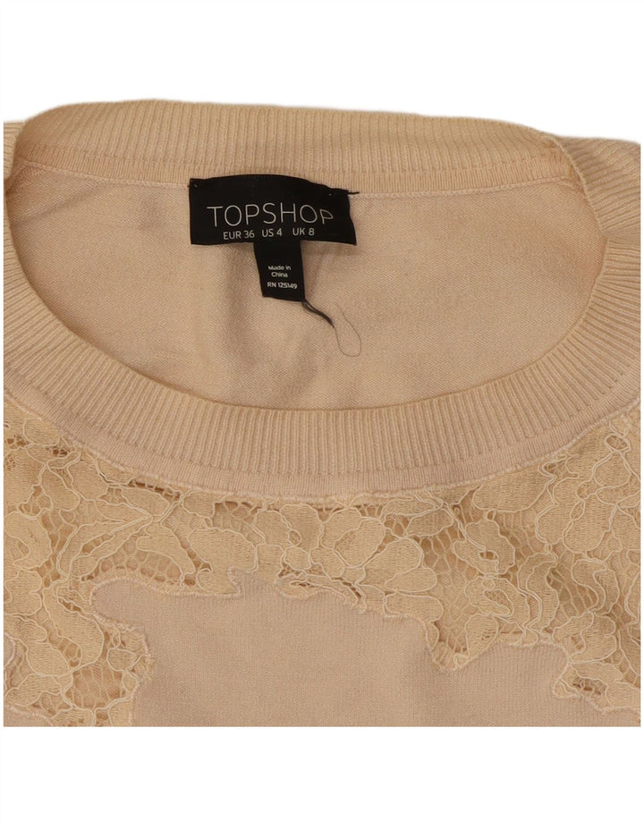 Topshop Jersey con Cuello Barco para Mujer UK 8 Small Beige