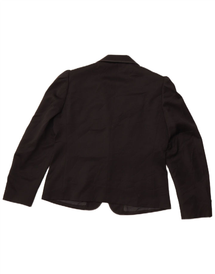 VINTAGE Chaqueta Blazer de 1 Botón para Mujer IT 42 Lana Negra Mediana