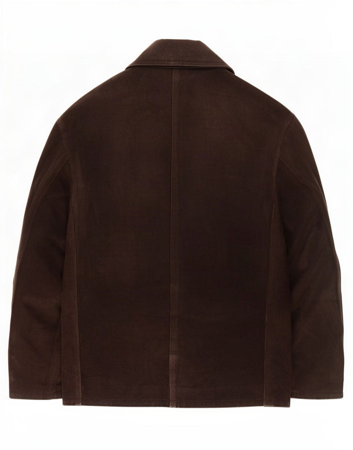 Vintage hombres ante chaqueta Reino Unido 36 pequeño marrón