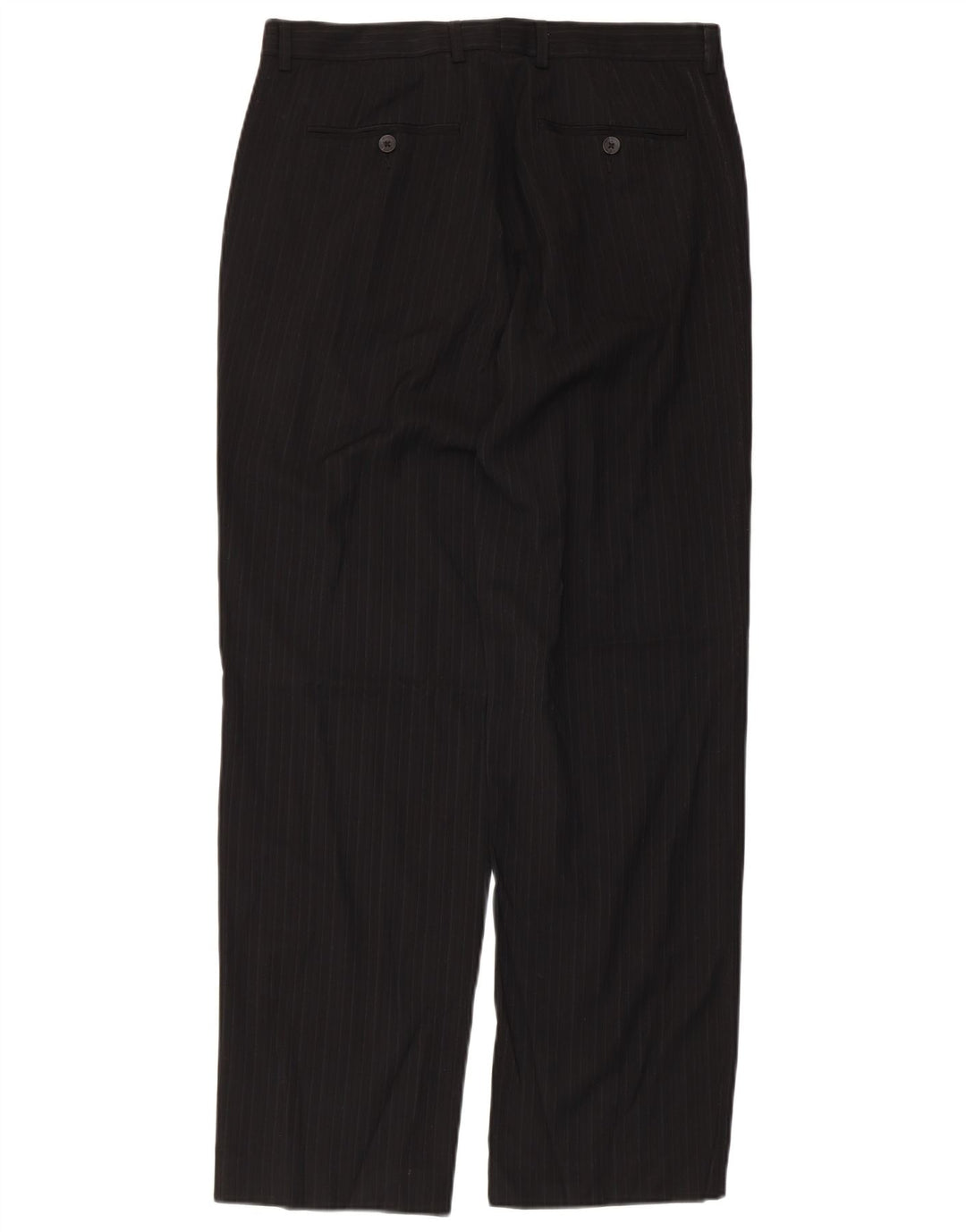 CALVIN KLEIN Pantalón de traje recto para hombre W31 L30 Poliéster negro a rayas