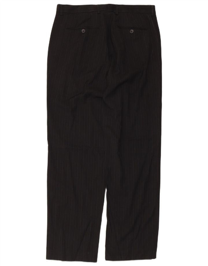 CALVIN KLEIN Pantalón de traje recto para hombre W31 L30 Poliéster negro a rayas