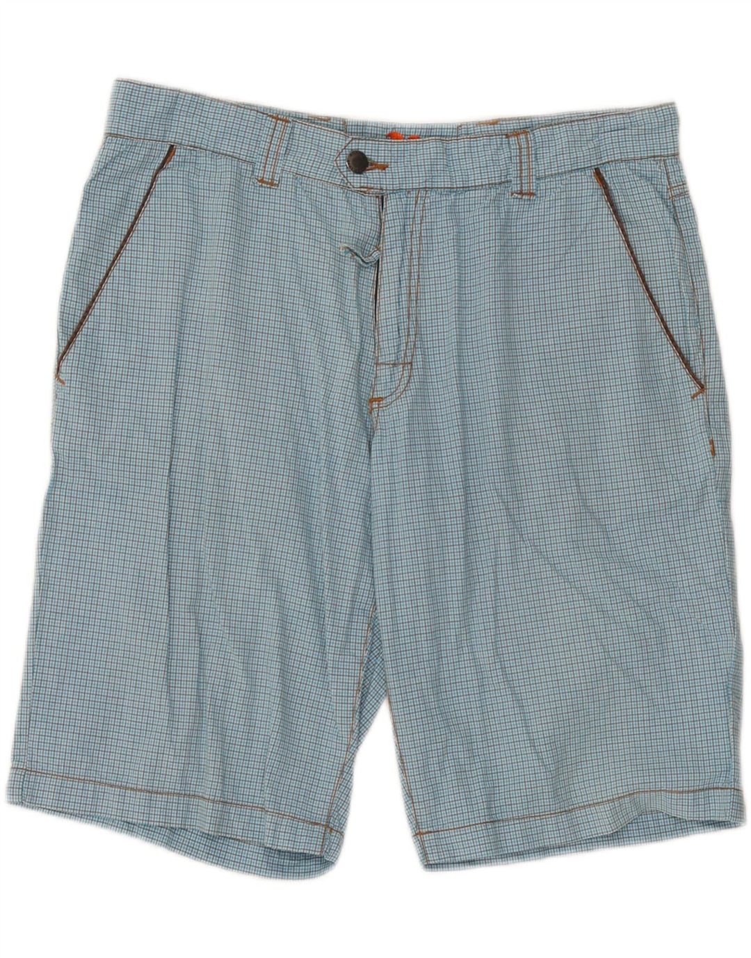 Sundek Pantalones cortos chinos para hombre W33 Algodón a cuadros azules grandes