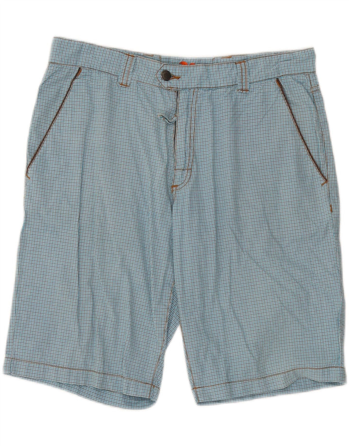 Sundek Pantalones cortos chinos para hombre W33 Algodón a cuadros azules grandes