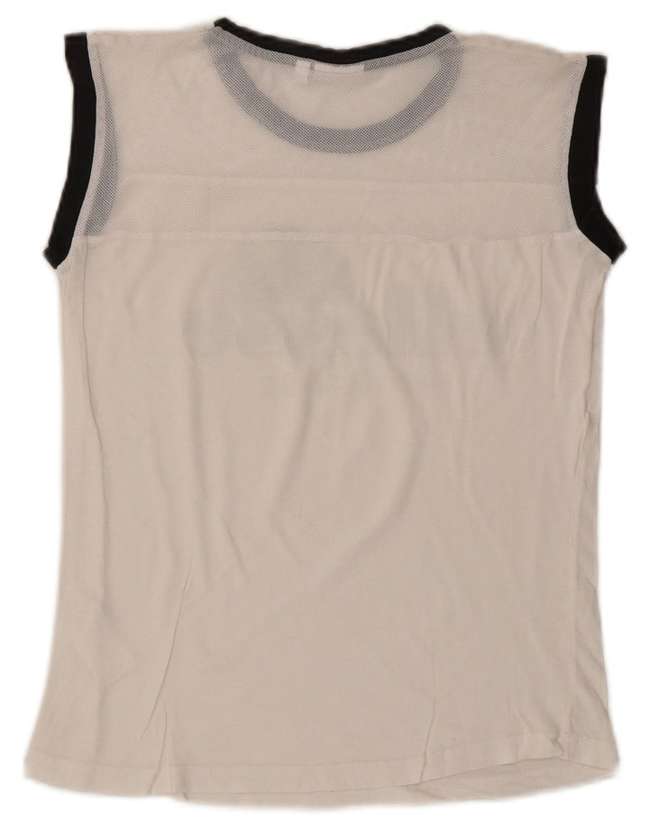 Ellesse Top sin mangas gráfico para mujer UK 10 Small White