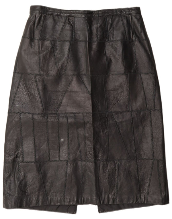 Falda de cuero vintage para mujer W28 Pequeño Negro