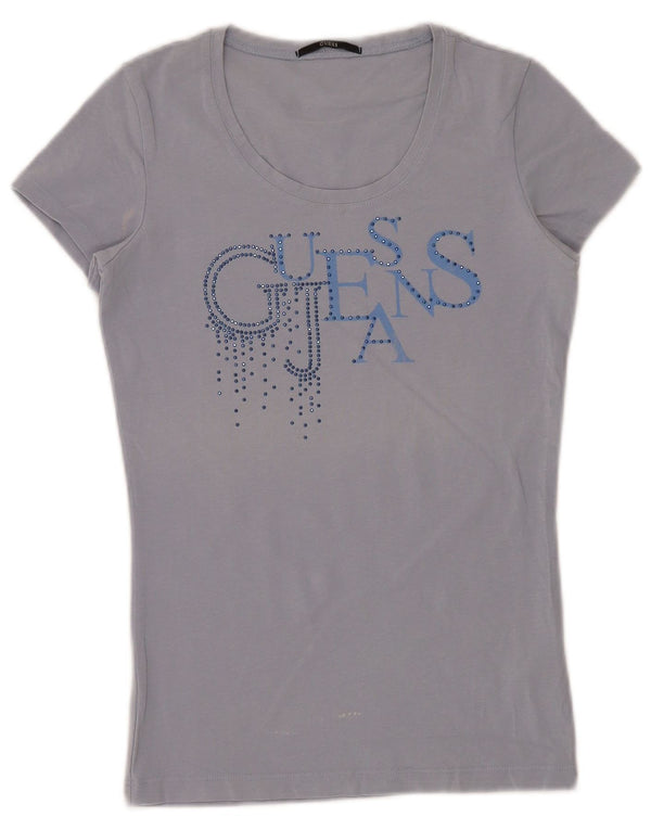 Guess Camiseta gráfica para mujer Top UK 6 XS Algodón azul