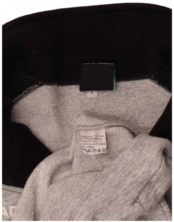 Diadora Hombre Sudadera Con Cremallera En El Cuello Jersey Grande De Algodón Color Block Gris