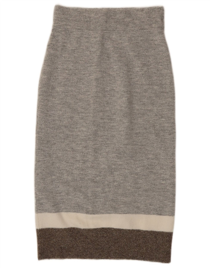Massimo Dutti Falda Lápiz De Punto Mujer Small W27 Gris Colorblock