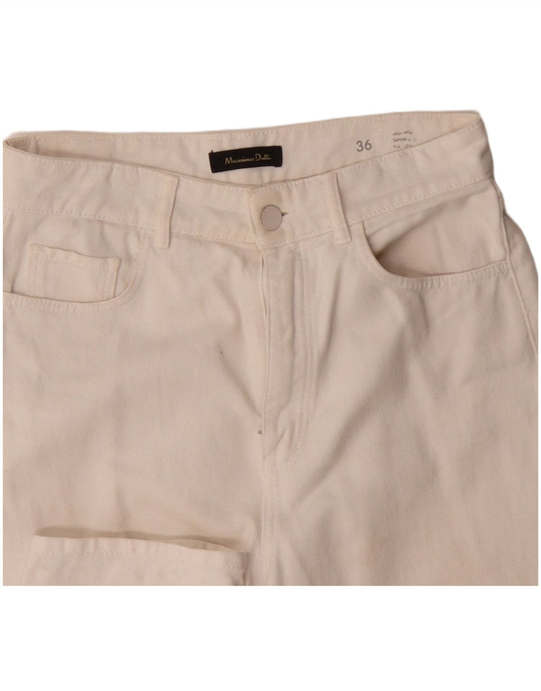 MASSIMO DUTTI Vaqueros cónicos de cintura alta para mujer EU 36 XS W26 L28 Blanco
