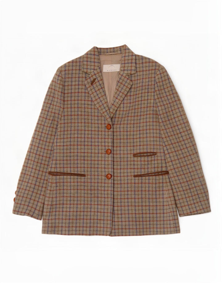 Bogner Chaqueta tipo blazer de 3 botones para mujer UK 44 Large Green Check