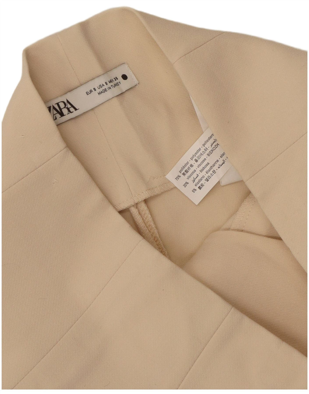 Zara Mujer Pantalón Pitillo Pequeño W26 L28 Poliéster Beige