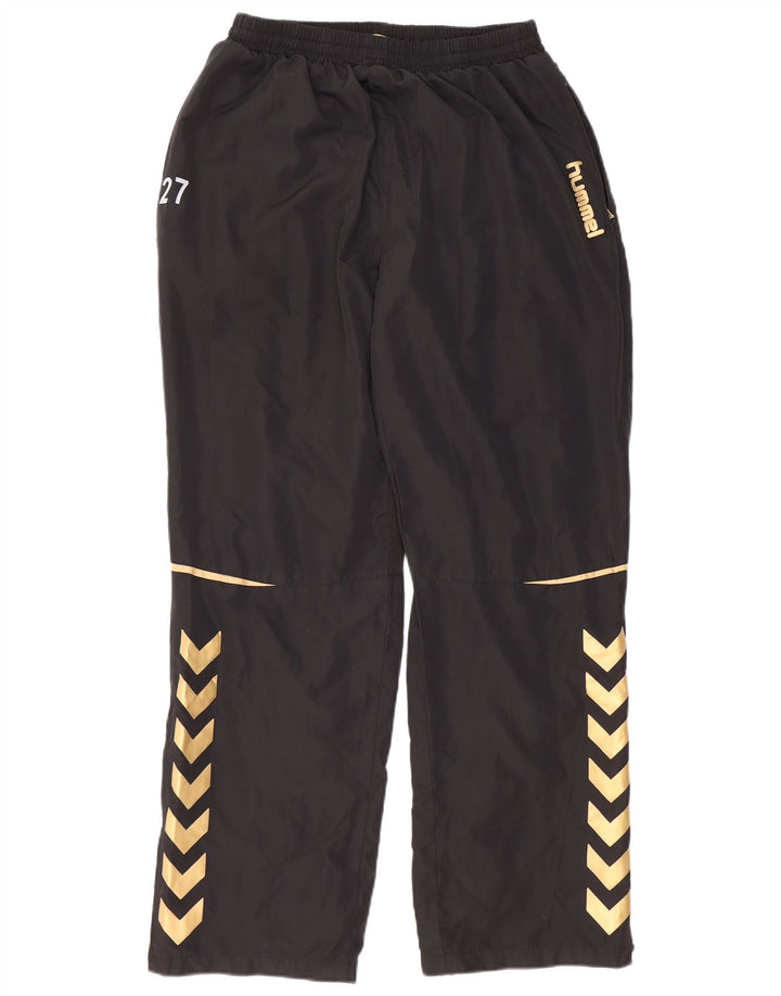 HUMMEL Pantalones de chándal con estampado gráfico para hombre, poliéster negro grande