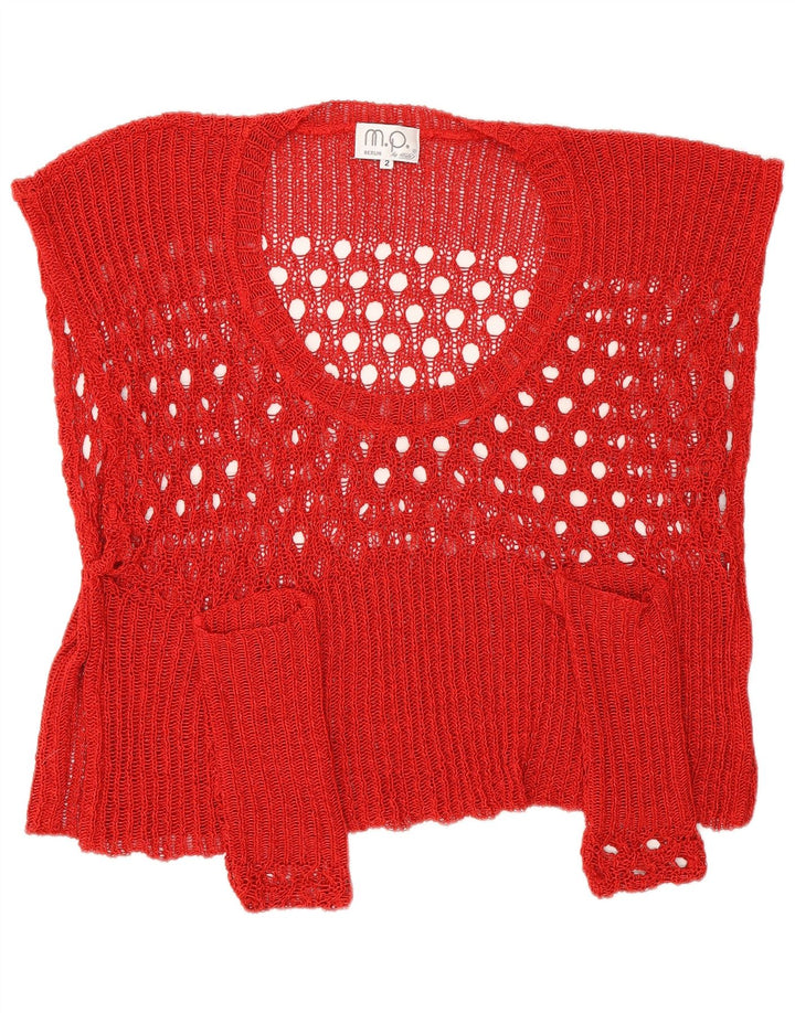 Vintage mujer oversize crop top Reino Unido 2 2XS rojo