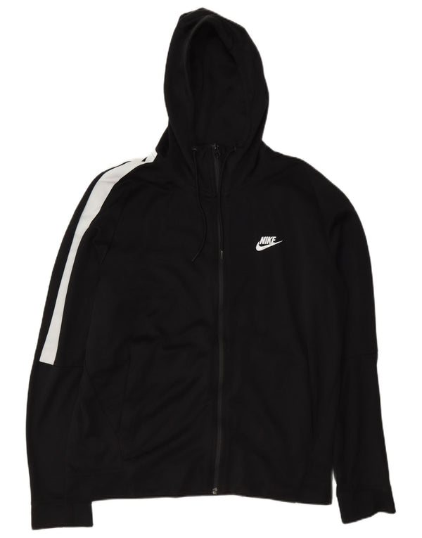 Nike - Sudadera con capucha y cremallera para hombre, talla grande, algodón negro con bloques de color