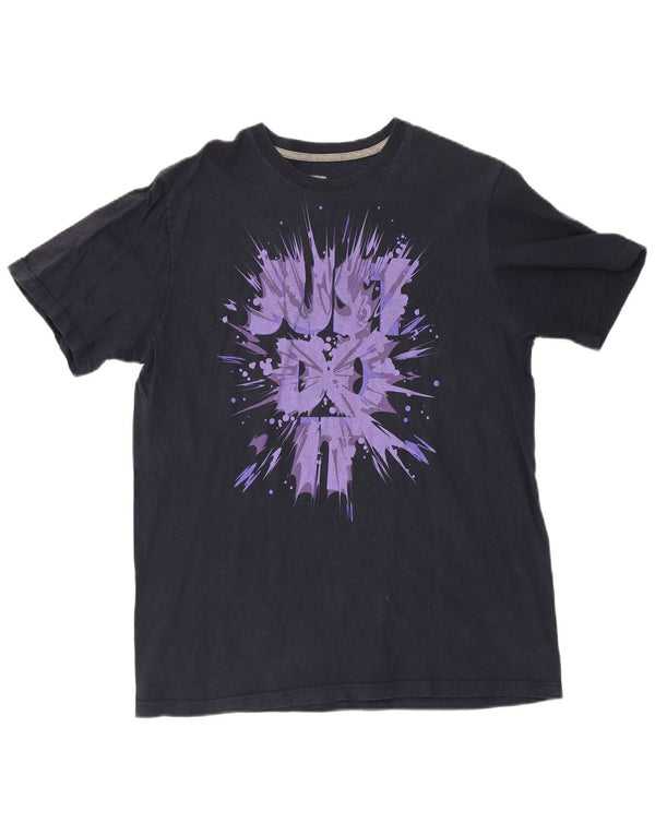 Nike Camiseta gráfica de ajuste regular para hombre, talla grande, algodón negro