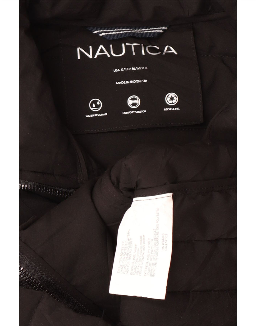 Nautica Chaqueta acolchada para mujer UK 10 Small Poliéster negro