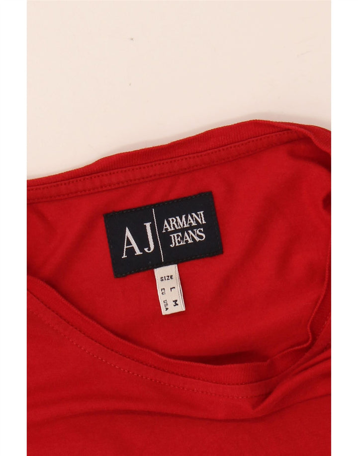 ARMANI JEANS Womens Graphic T-Shirt Top UK 12 Medium Red