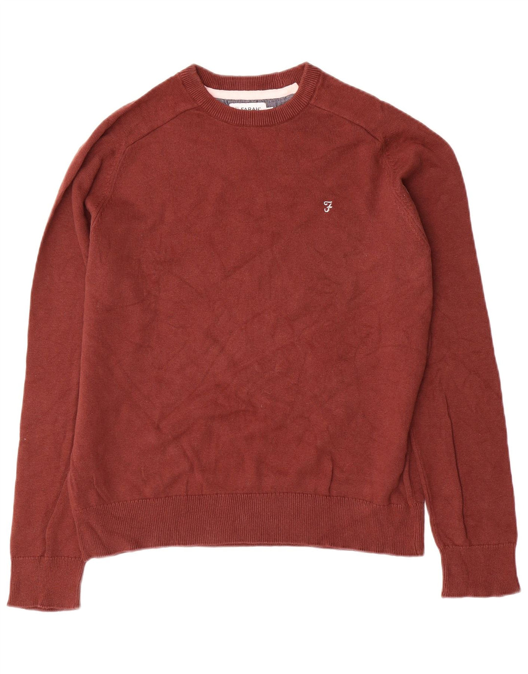 FARAH Jersey De Cuello Redondo De Ajuste Moderno para Hombre Algodón Granate Medio