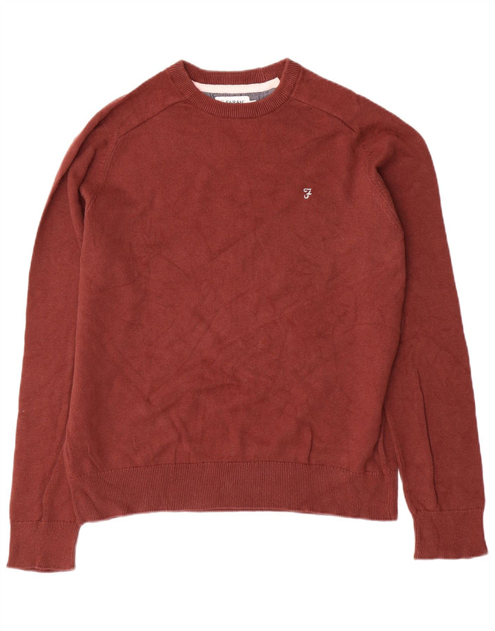 FARAH Jersey De Cuello Redondo De Ajuste Moderno para Hombre Algodón Granate Medio