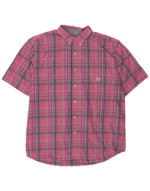 Chaps Camisa de manga corta para hombre de fácil cuidado XL algodón a cuadros rosa