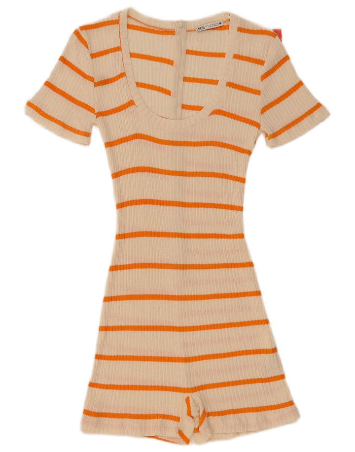 Zara Mujer Mono Corto Reino Unido 8 Pequeño Blanco Rayas