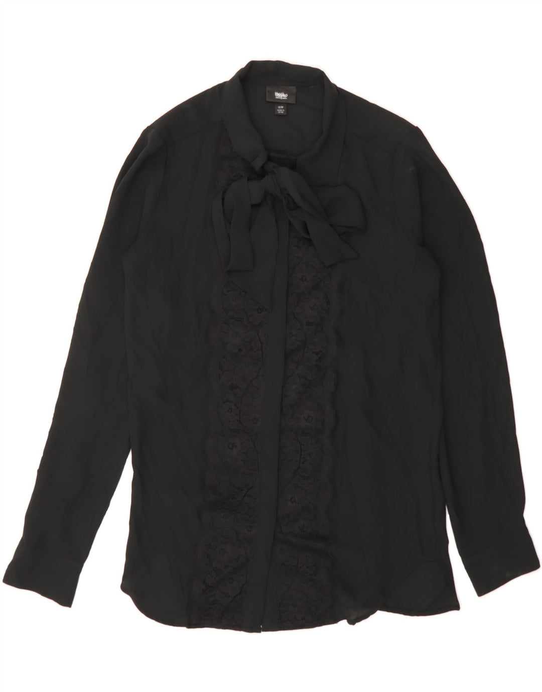 MOSSIMO Womens Bow Tie Shirt Blouse UK 6 XS Black Polyester Vintage Mossimo and Second-Hand Mossimo from Messina Hembry 