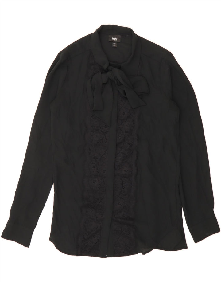 MOSSIMO Womens Bow Tie Shirt Blouse UK 6 XS Black Polyester Vintage Mossimo and Second-Hand Mossimo from Messina Hembry 
