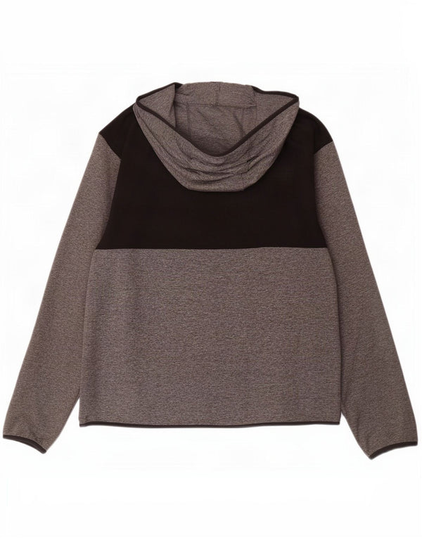 American Eagle Suéter con capucha y cremallera gráfica para hombre 2XL Gris Colorblock