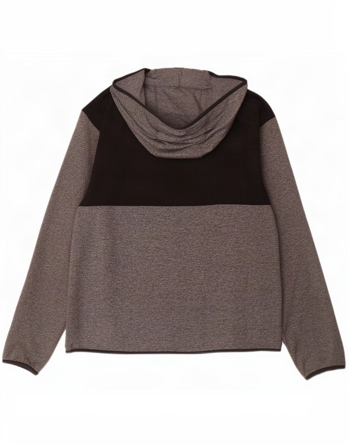 American Eagle Suéter con capucha y cremallera gráfica para hombre 2XL Gris Colorblock