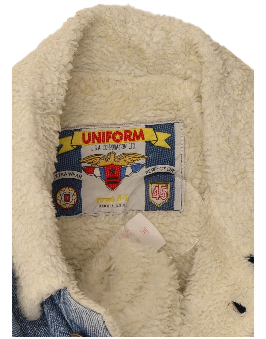 Uniforme Hombre Sherpa Chaqueta Vaquera Suelta UK 38 Azul Medio