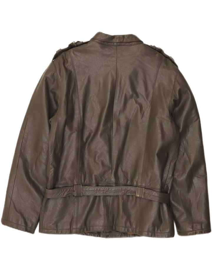 Chaqueta de cuero militar vintage para hombre IT 52 XL Gris