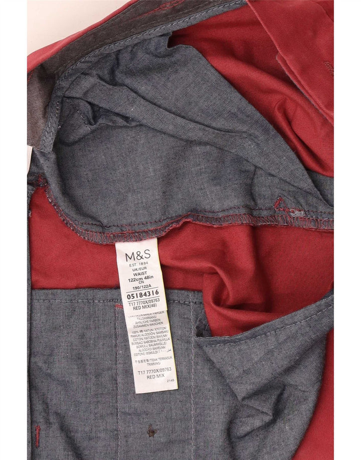 Marks & Spencer Pantalones cortos chinos para hombre W48 4XL Algodón rojo
