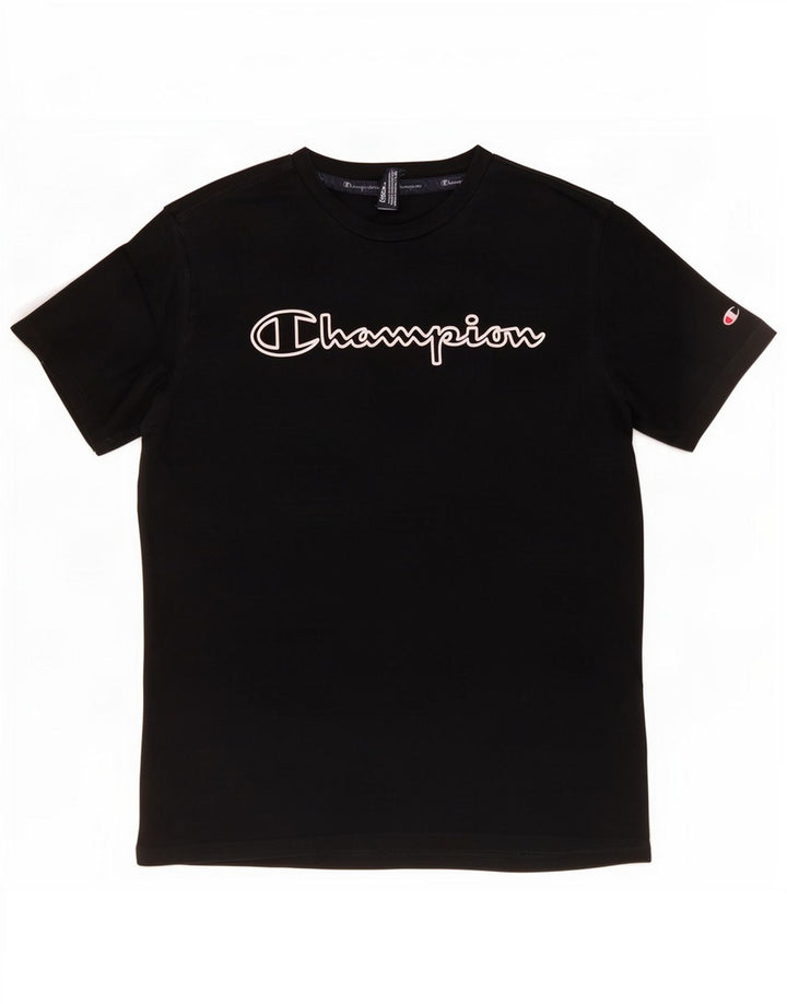 Champion Camiseta gráfica para hombre Top Medium Black Cotton
