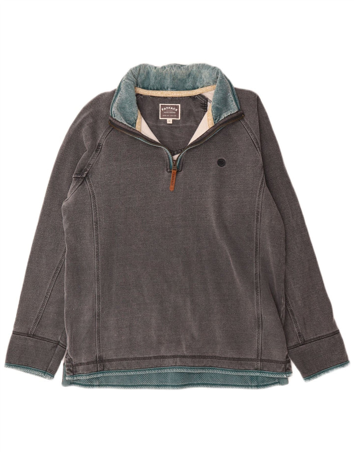 Sudadera con cuello y cremallera para hombre Fat Face Jersey de algodón gris medio