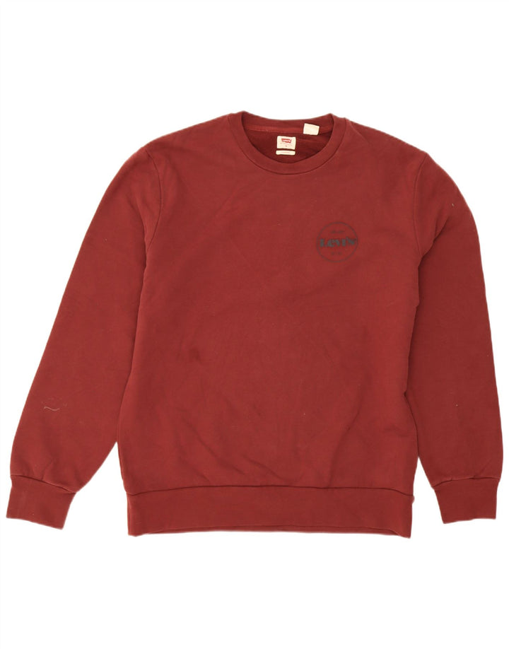 Levi's Hombre Sudadera Jumper Medium Borgoña Algodón