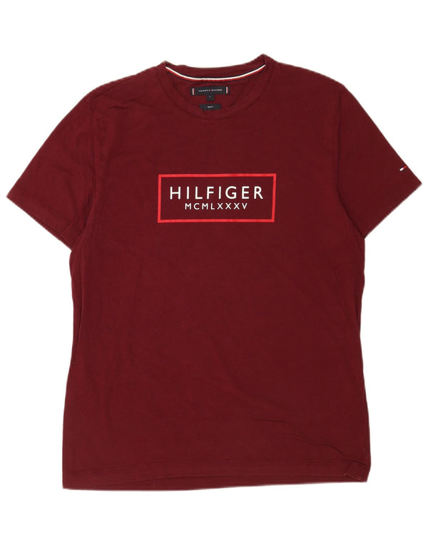 Tommy Hilfiger Camiseta gráfica ajustada para hombre Top grande de algodón burdeos