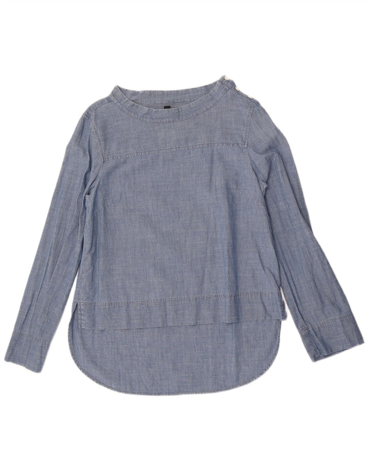 J. Crew Blusa de manga larga para mujer US 6 Algodón azul medio
