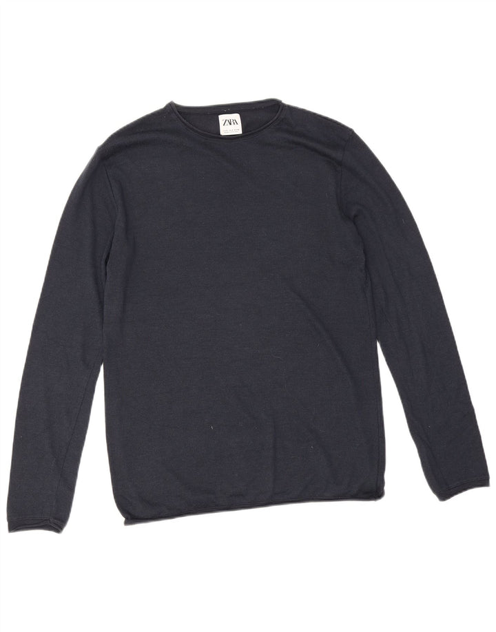 Zara Hombre Jersey Cuello Redondo Jersey Small Azul Marino Algodón