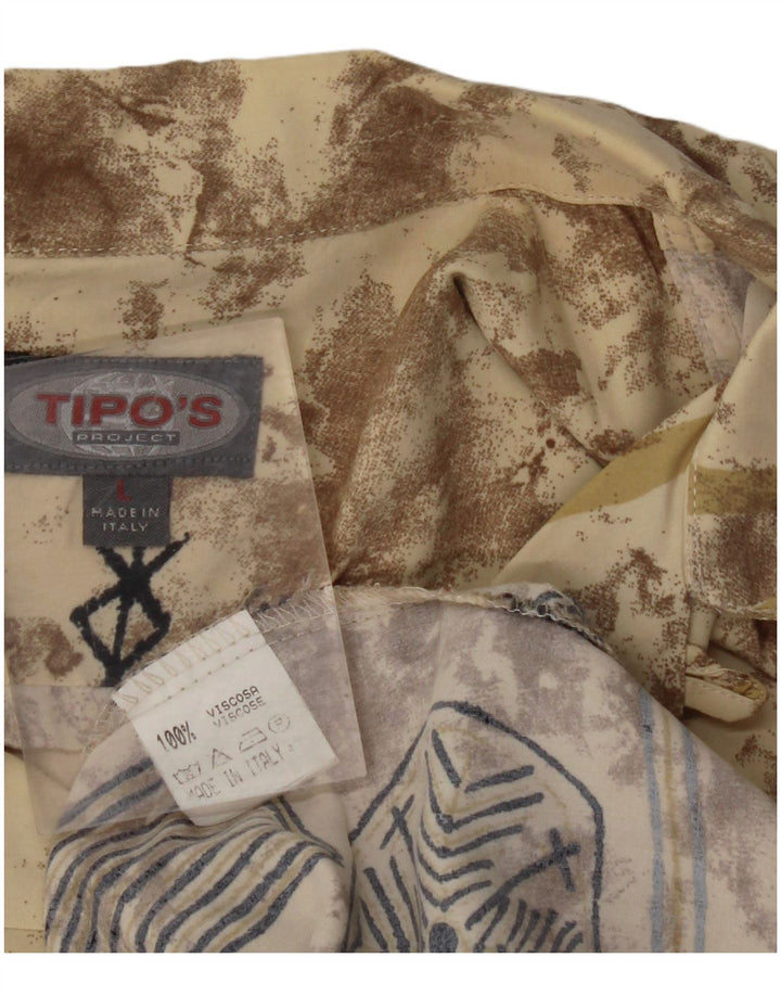 TIPO' S Camisa De Manga Corta Hombre Viscosa Geométrica Beige Grande