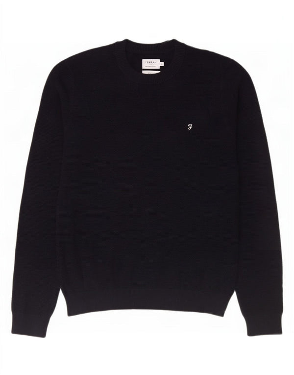 Farah Mens Modern Fit Crew Neck Jumper Sweater XL Azul Marino Algodón