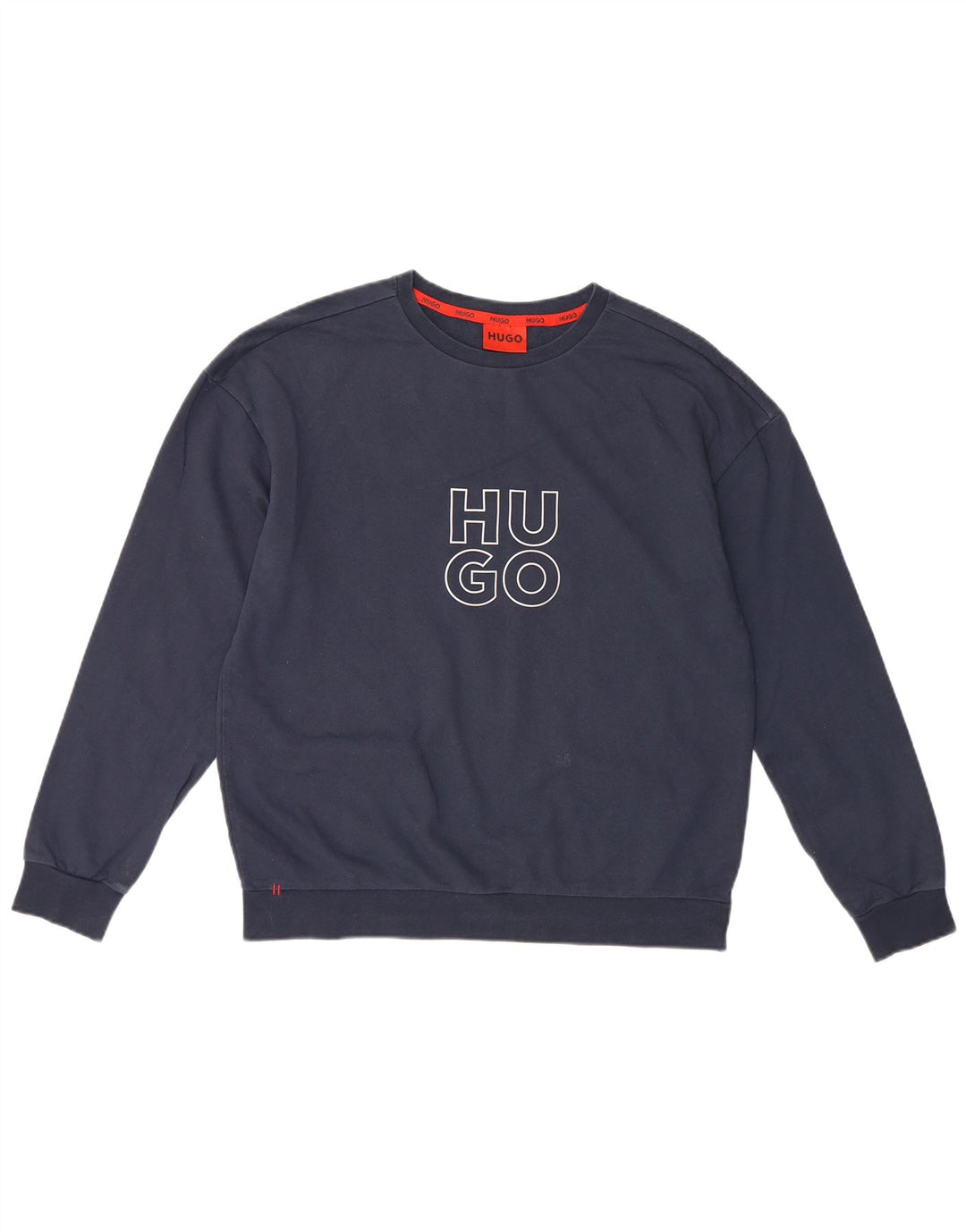 HUGO BOSS Hombre | Sudadera con gráfico tipo jersey de algodón azul marino mediano