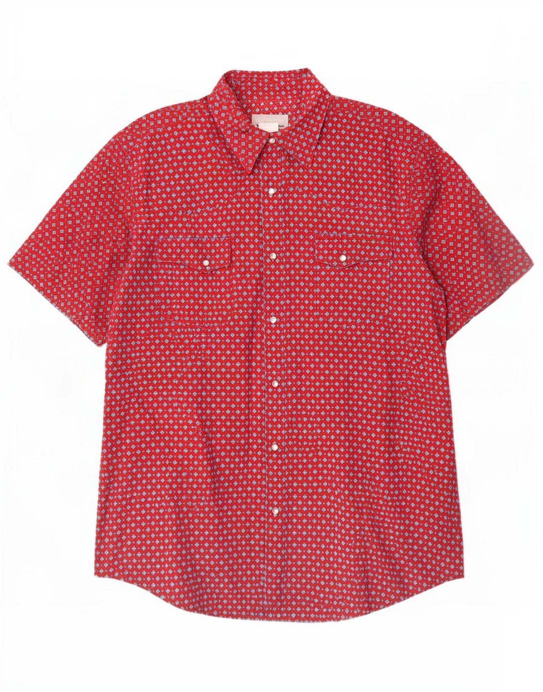 Wrangler Camisa De Manga Corta Para Hombre Algodón Geométrico Rojo Grande