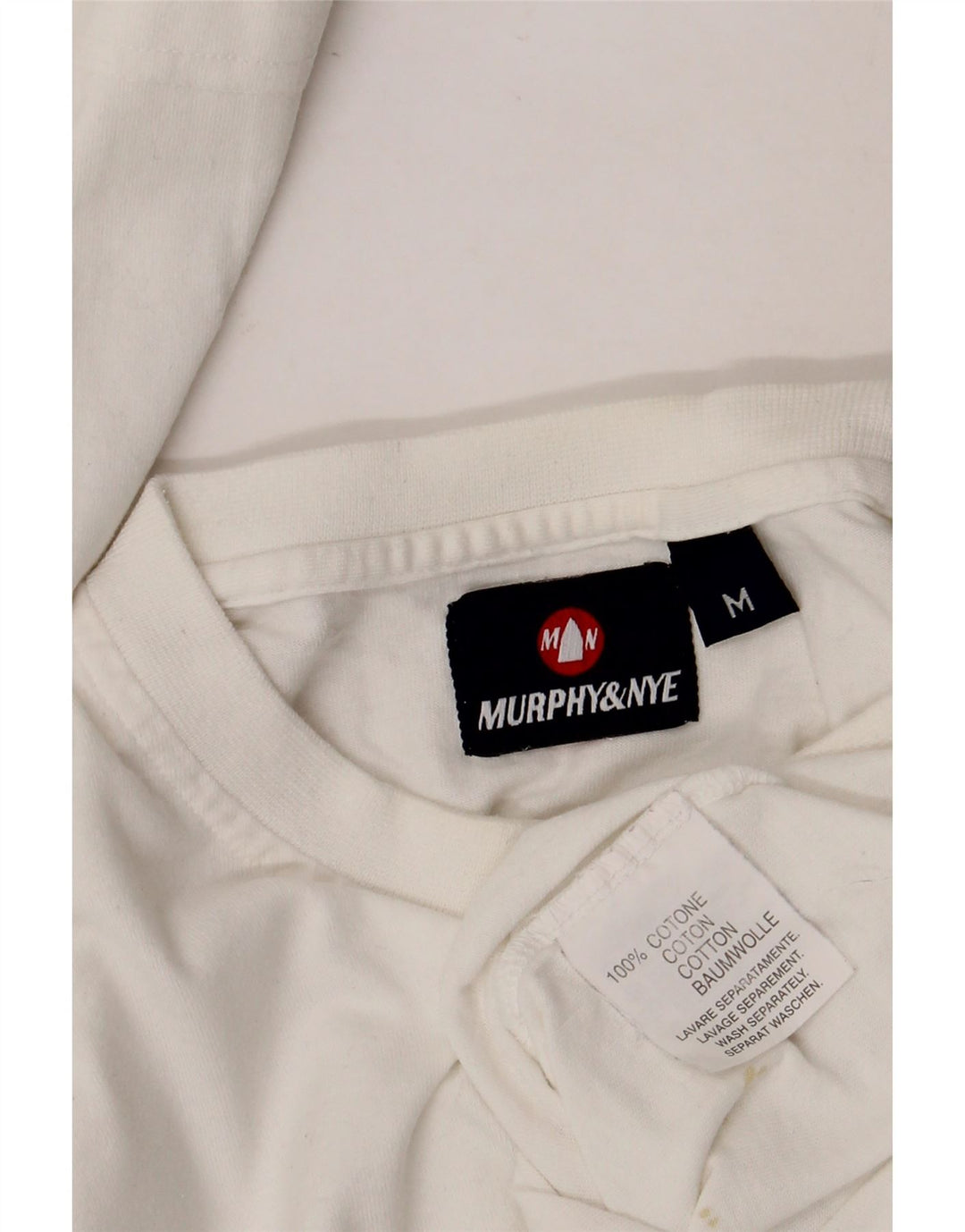 MURPHY & NYE Top gráfico para hombre de manga larga blanco mediano